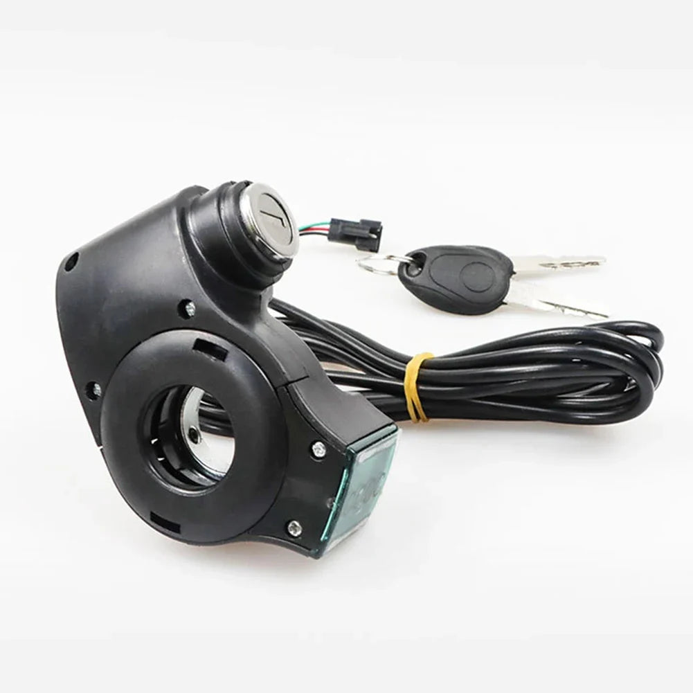 E-Bike Thumb Throttle With Key Lock And Battery Level Display 24V-72V Electric Scooter Grip 7/8 Inch Handlebar Twist Accelerator