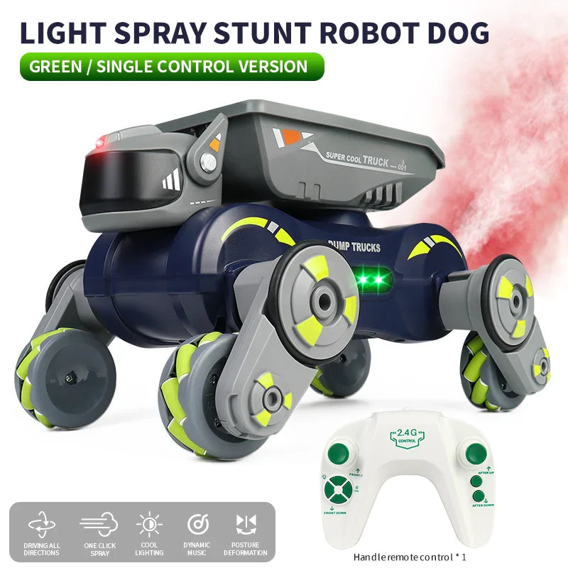 JJRC JC013P RC Robot Dog w/ Music Cool Lights Water Spray Swing Arms Stunt Car 2.4G 4WD RC Drift Car Remote Control Car Toys