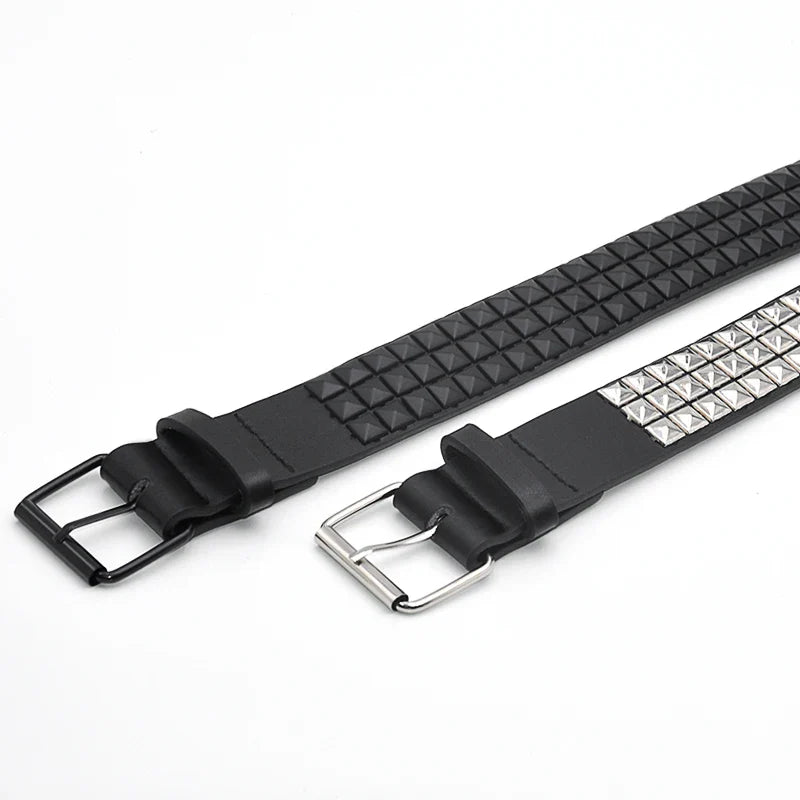 High Quality Rivet Belt Men&Women's Studded Fashion Versatile Belts Punk Rock With Pin Buckle Drop Decoration Black Hot Sale