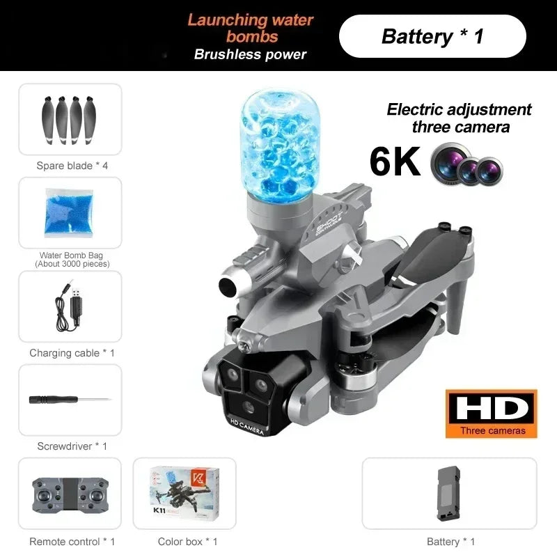 K11Max Rc Professional Drone three Camera Water Bomb Drone Aerial Vehicle 8K HD Opticals Flow Aerials Security Monitoring Drones