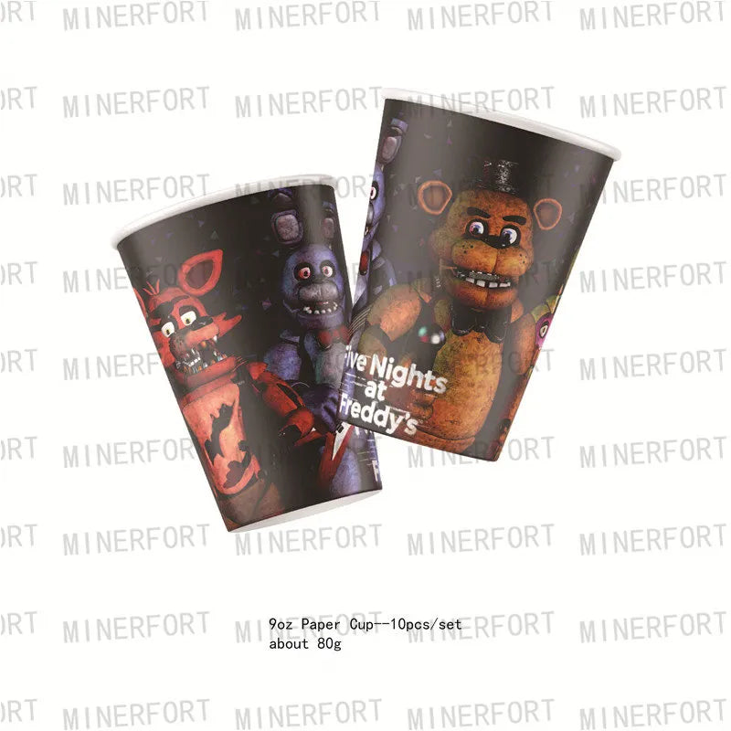 FNAF Five Nights Freddyed Birthday Party Decorations Disposable Tableware Cup Plate Party Supplies