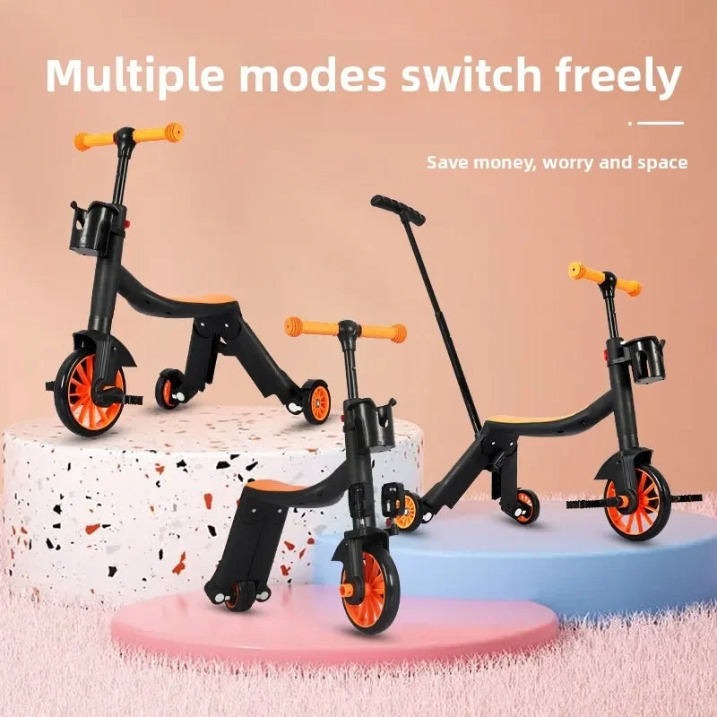 Multifunction Kick Scooter Adjustable  Boys, Girls Cycling  Push Handle Pedal 3 in 1