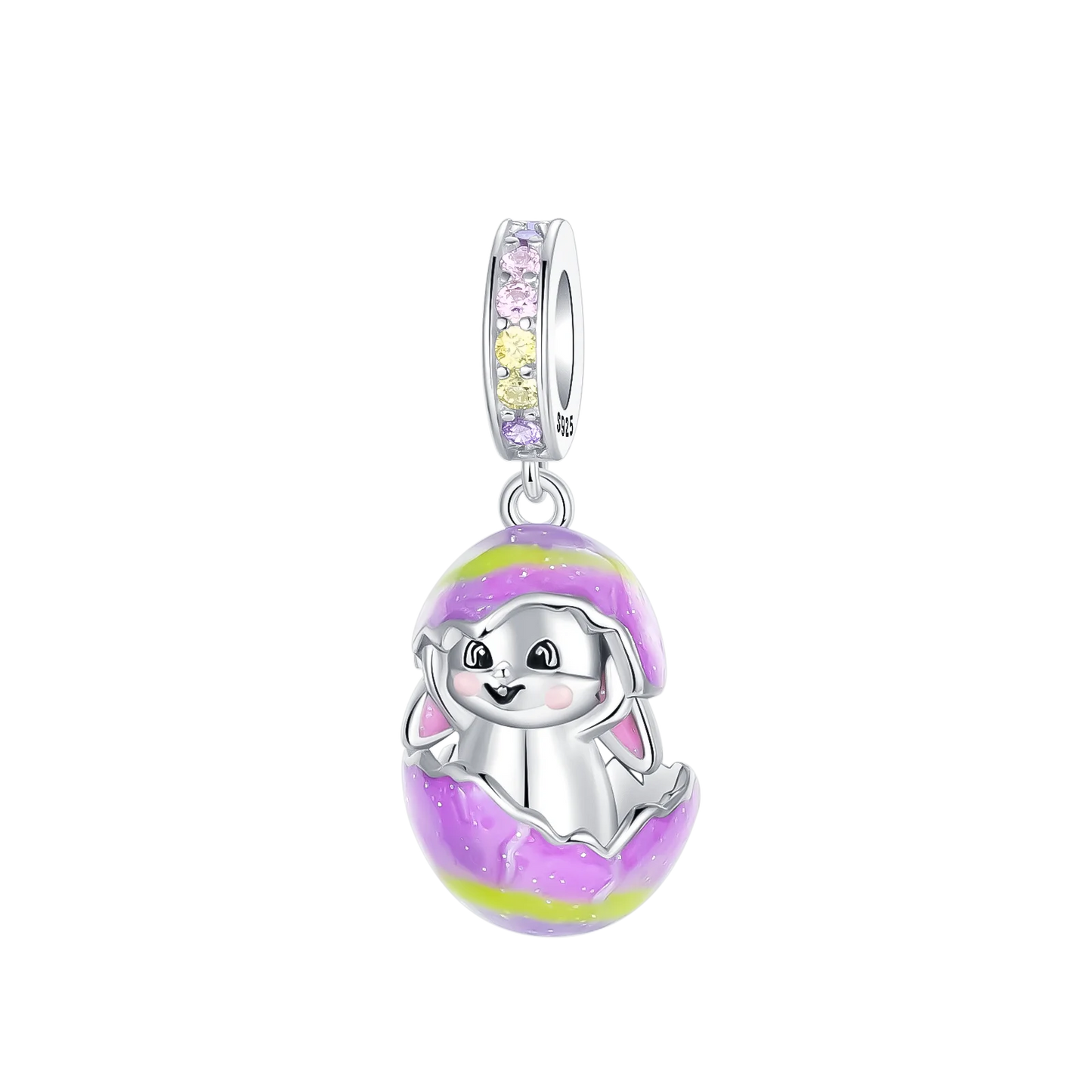 925 Sterling Silver Can Be Opened Pandant Easter Egg Charms Beads Fit