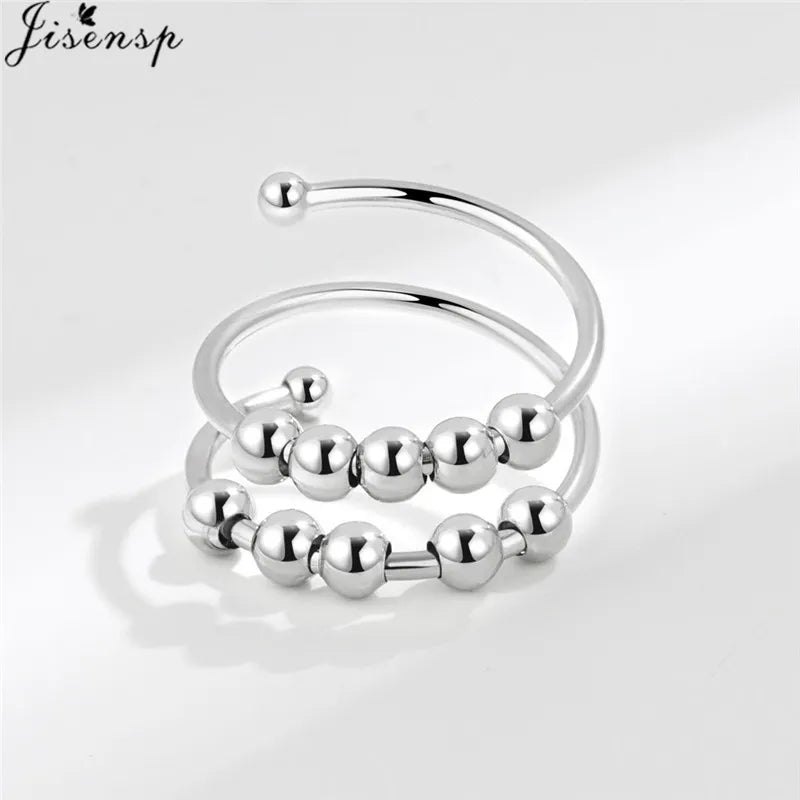 Luxury Fashion Fidget Spinner Ring Anxiety for Women Multiple Crystal Planet Butterfly Finger Rings Anti Stress Wedding Jewerly