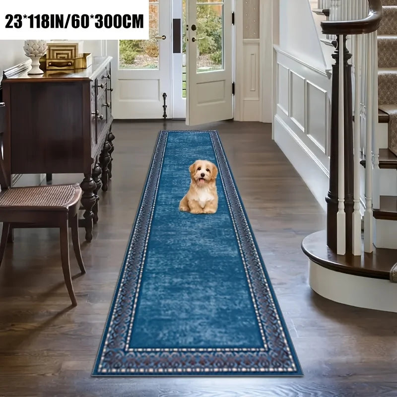 Blue Long Runner Rugs Bohe Carpet for Living Room Hallway Home Decor Kitchen Floor Mat Laundry Rugs Finely Edged Balcony  Mat