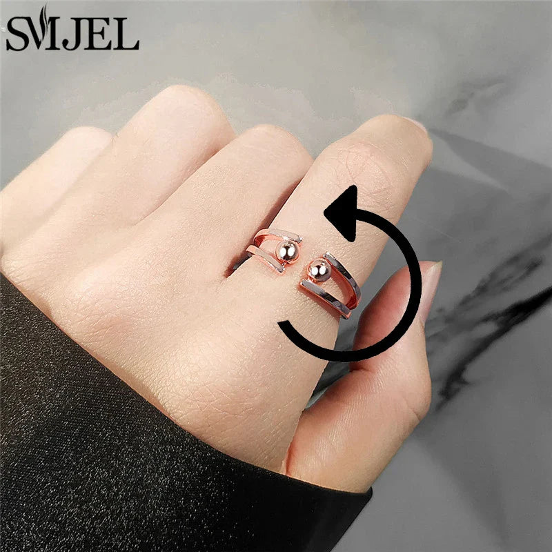 Vintage Dandelion Anxiety Ring Fidget Spinner Rings for Women Stackable Finger Ring Anti Stress Engagement Jewelry Rotate Gifts