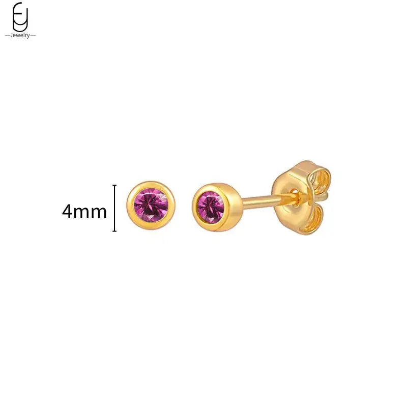 925 Sterling Silver Needle Rose Red Crystal Stud Earrings For Women Water Drop/Heart Pendant Gold Earrings Fashion Jewelry Gifts