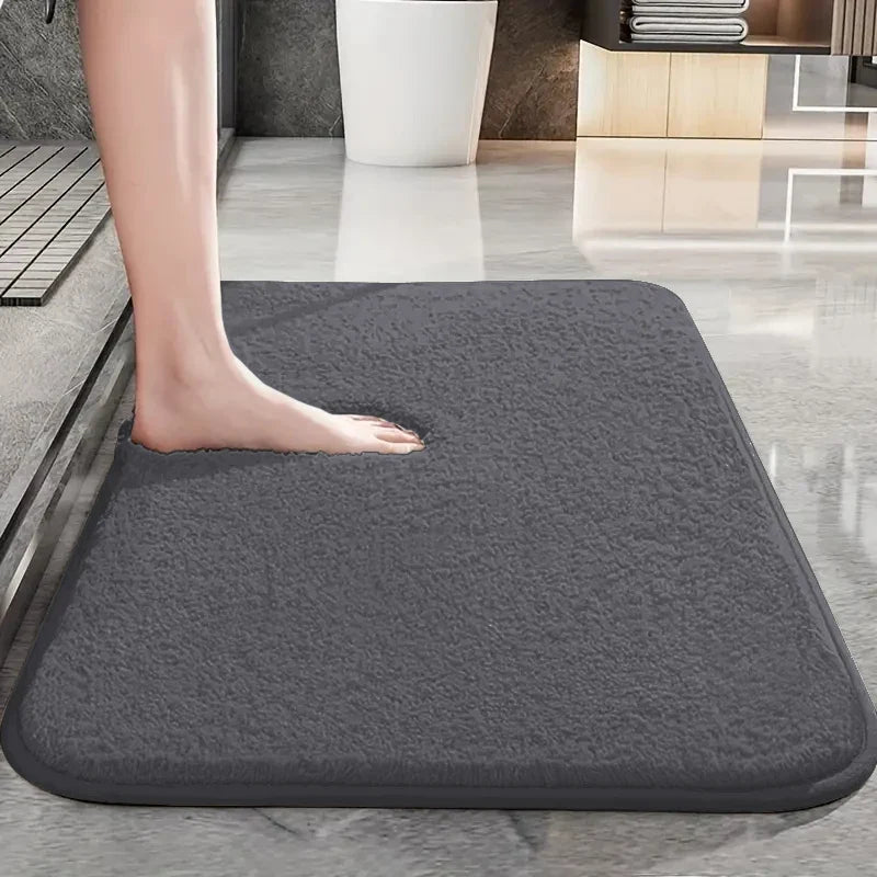 Thickened solid color bathroom non-slip floor mat shower room door absorbent foot mat square long hair toilet mat