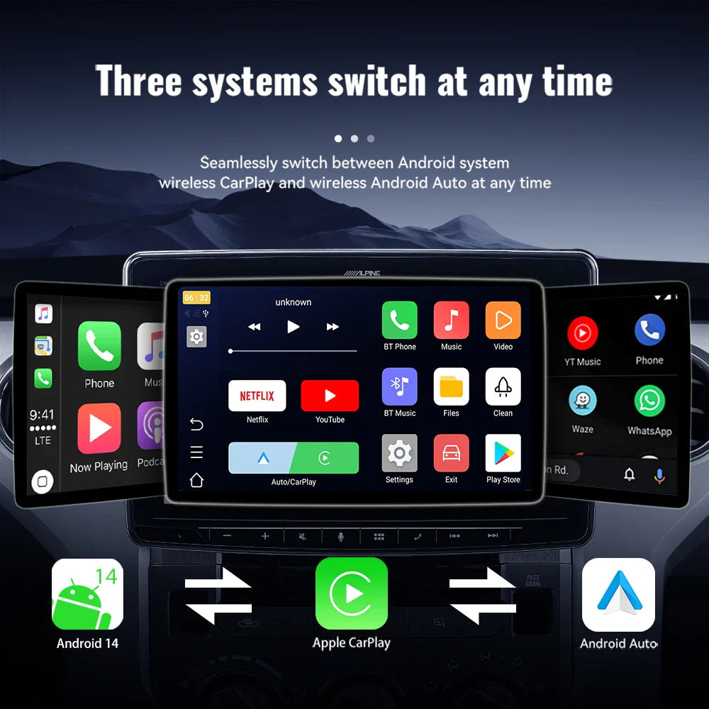 Acodo 2025 Android 14 3In1 CarPlay Ai Box Wireless Android Auto USB Adapter For Youtube Netflix Universal TV Box Plug And Play