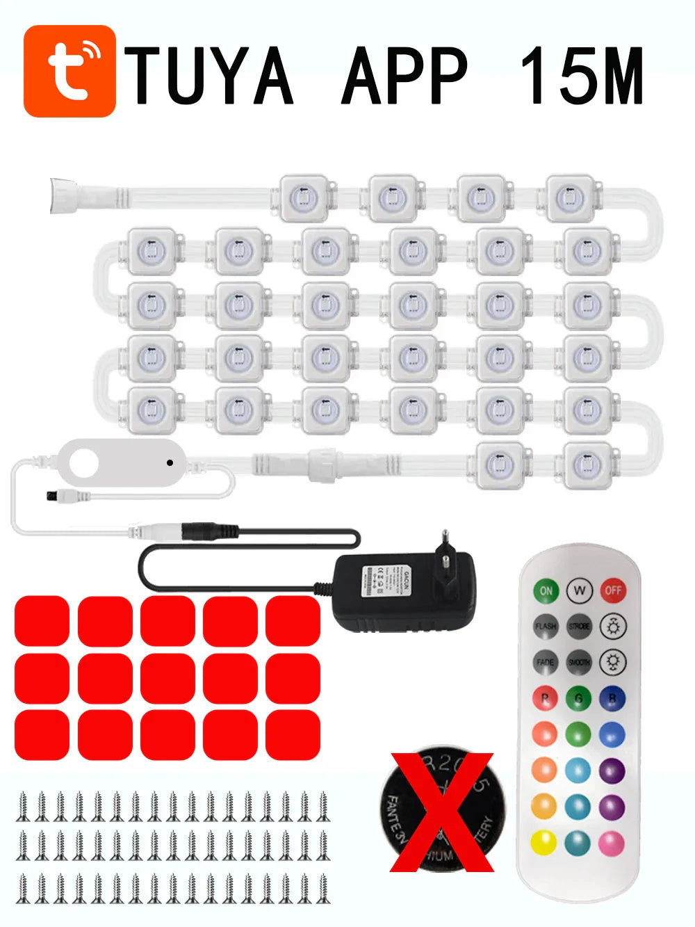 90LED Tuya Outdoor Permanent Eave Light 24V 2A RGB IC Waterproof Light Strip Suitable For Christmas Decoration Wreath