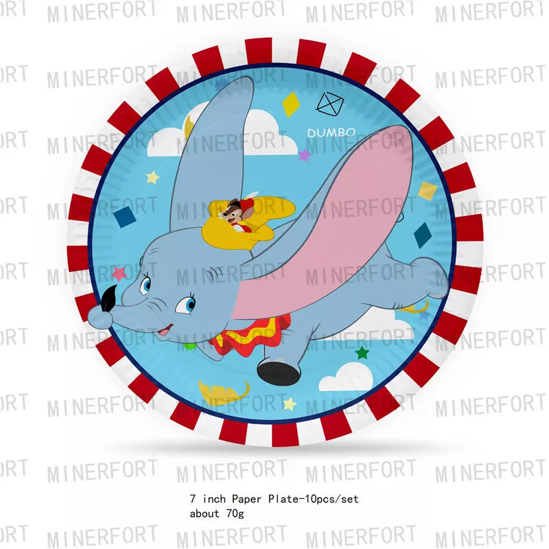 Dumbo Theme Birthday Party Decoration Supplies Tableware Paper Cups Plates Napkins Tablecloth Party Supplies