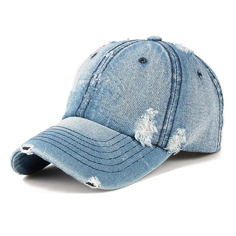 Snapback Women's Distressed Hole Embroidery Simple Baseball Cap For Women Men Fashion Female Outdoor Leisure Cowboy Hat Caps