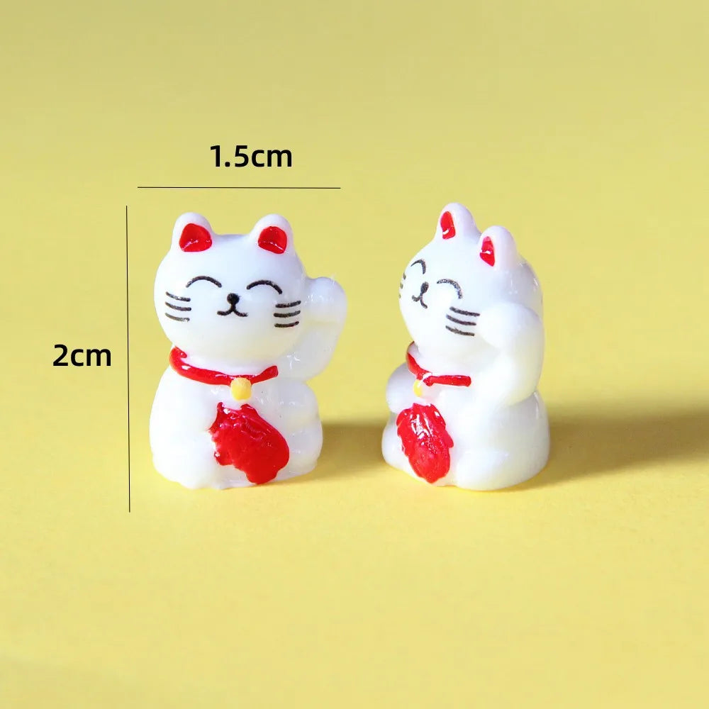 10-50pcs Cute Mini Wealth Lucky Gold Cat Animal Decoration Resin Craft Miniature Figure Bonsai Microlandscape Fairy Garden Decor