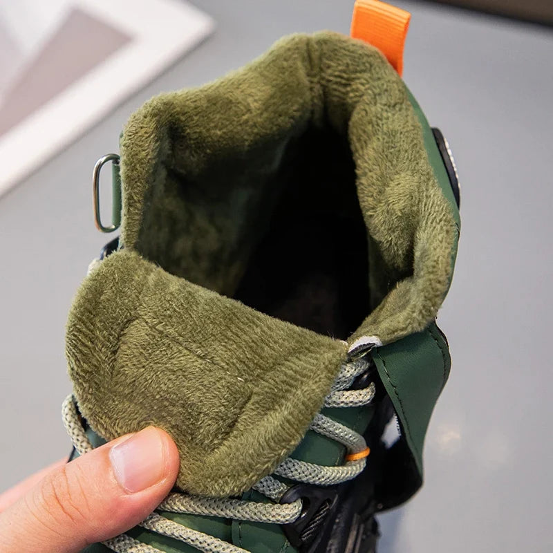 Kids Sneakers Anti-slip Wear-resistant Hiking Shoes for Children Boys Winter Outdoor Sports Shoes Warm Cotton Snow Boots for Kid