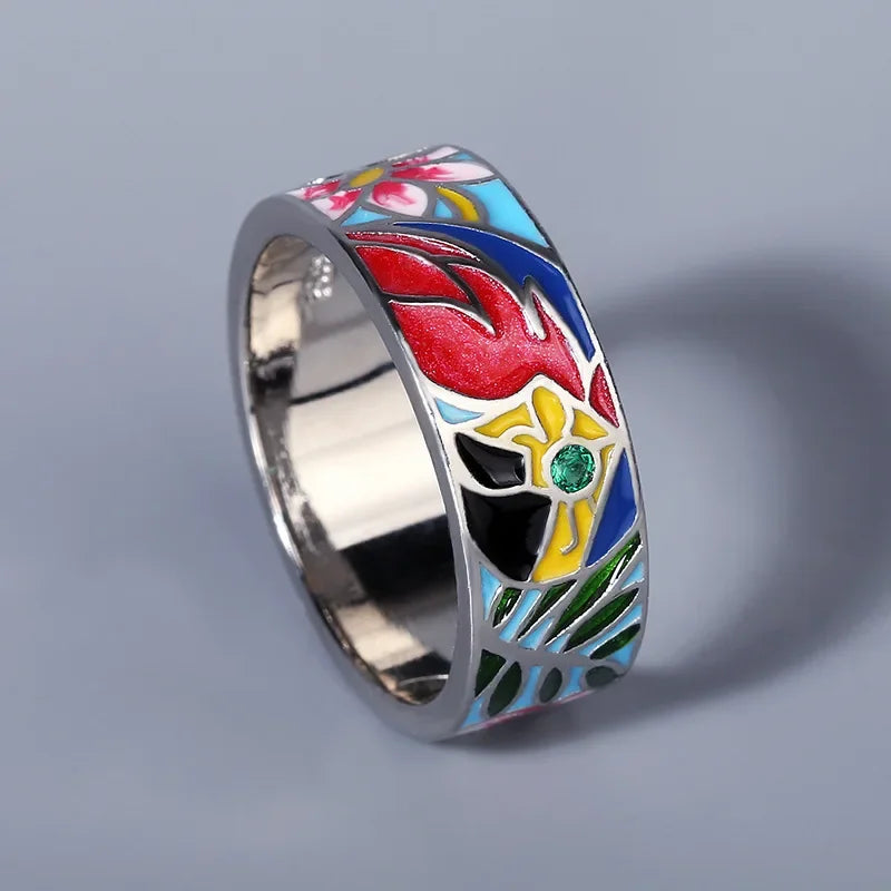 2024 New Silver Rings for Women Creative Handmade Enamel Craft Women's Rings 925 Silver Women's Party Jewelry Epoxy Craft
