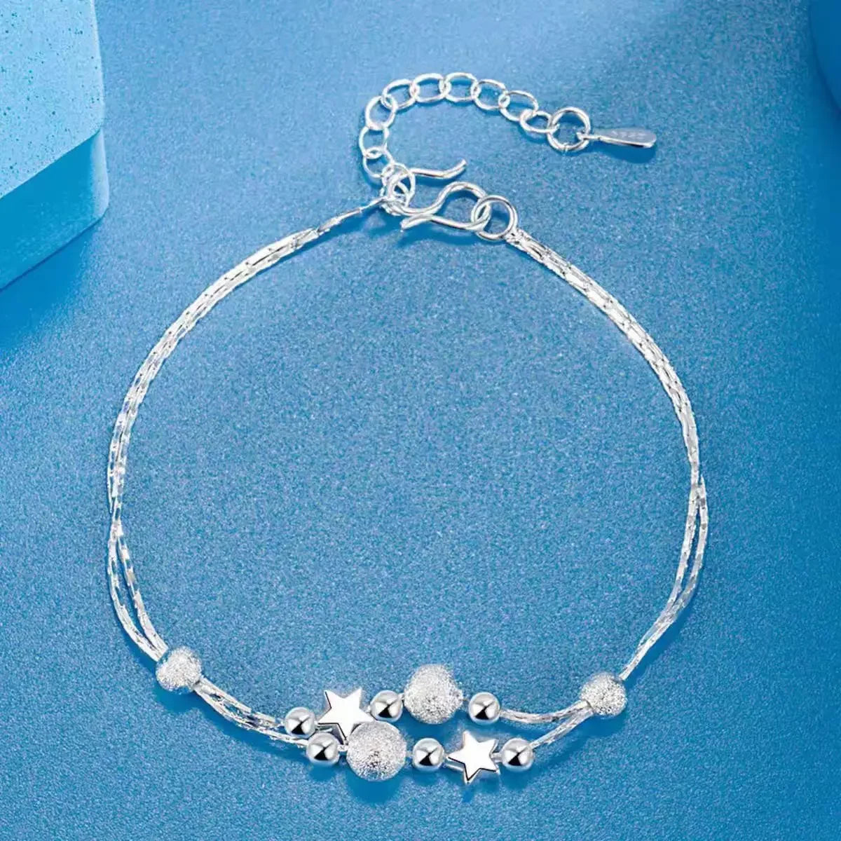 925 Silver Plated Cubic Zirconia Four Leaf Clover Bracelet for Women