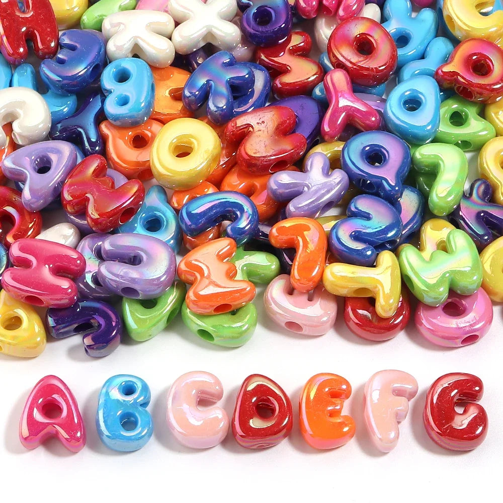 20-30pcs/lot Big Hole Cartoon English Letters Acrylic Beads Colored