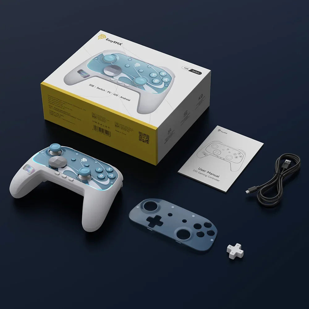 EasySMX S10 Wireless Gamepad TMR Joystick RGB Controller Compatible with Switch 1/2/PC/Phone/TV/Steam, Wake Up, For Pokemon