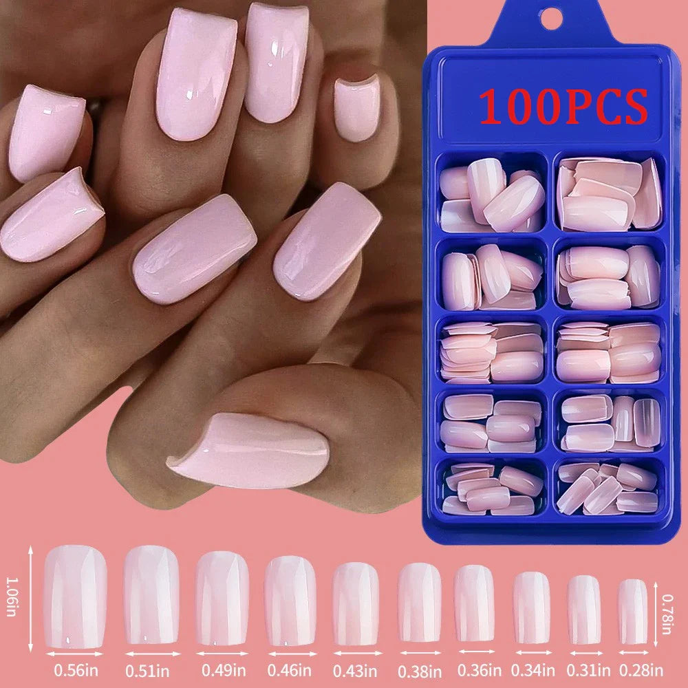 576pcs/Box Colorful Fake Nails Black Red Design, Oval Short Square Press On Mixed Full Cover Nail Tips.