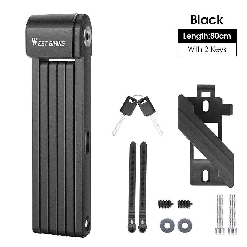 WEST BIKING Bicycle Lock Portable Foldable Anti-theft Lock MTB Road Security Scooter Electric E-Bike Cycling Bicycle Accessories