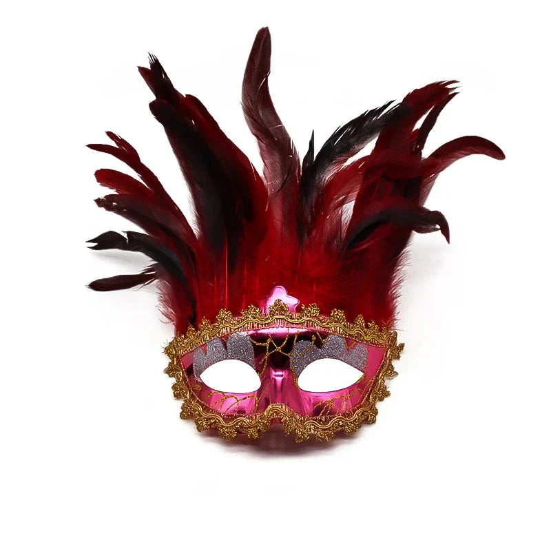 Party Mask Feather Masks Venetian Masquerade Halloween Indian Mask Cosplay Women Eye Masque Bar Nightclub Maske Ball Face