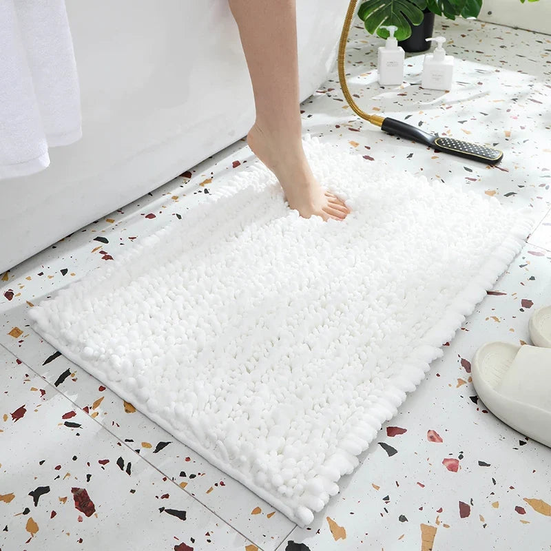 1 piece bathroom carpet bath mat, non-slip super thick lotus pine soft chenille door mat, fluffy foot mat, indoor solid color do