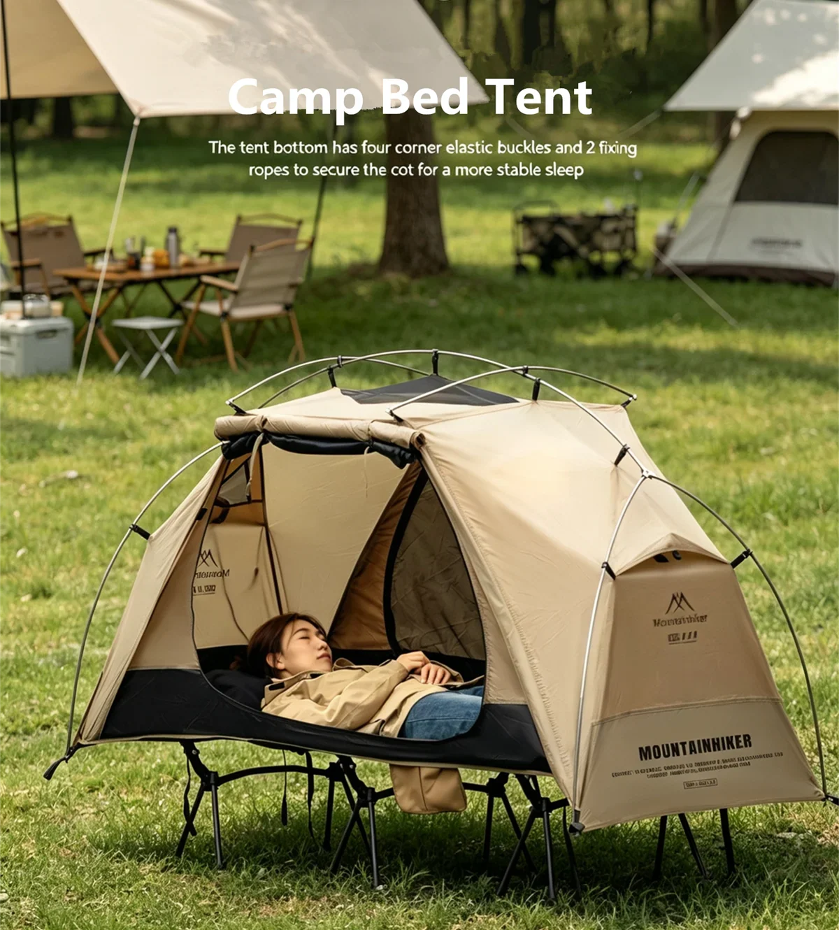 Mountainhiker Outdoor Camp Bed Tent Lightweight Waterproof Rainproof Single Leisure Camping Tent Awning for Hiking Travel Picnic
