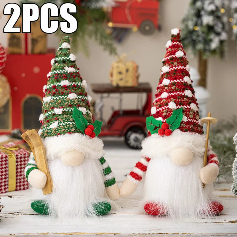 30CM Glowing Knitted Gnome Doll with Led Night Light Christmas Decorations 2024 Home Xmas Tree Decor Navidad New Year 2025 Gift