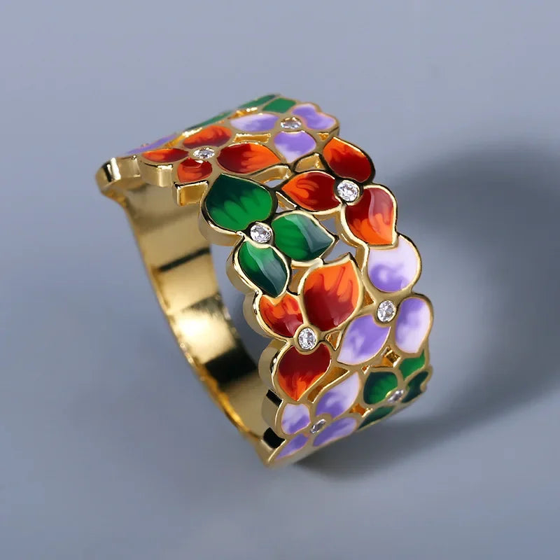 2024 New Silver Rings for Women Creative Handmade Enamel Craft Women's Rings 925 Silver Women's Party Jewelry Epoxy Craft