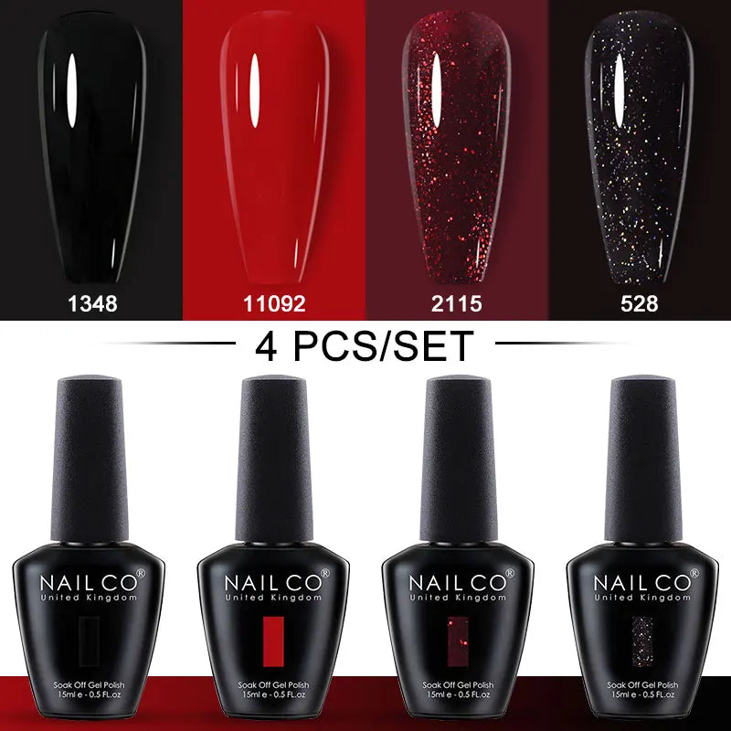 NAILCO 4pcs 15ml Autumn Winter Translucent Color Gel Nail Polish Jelly UV Nails Gel Polish Kit Esmalte Paint Nail Art