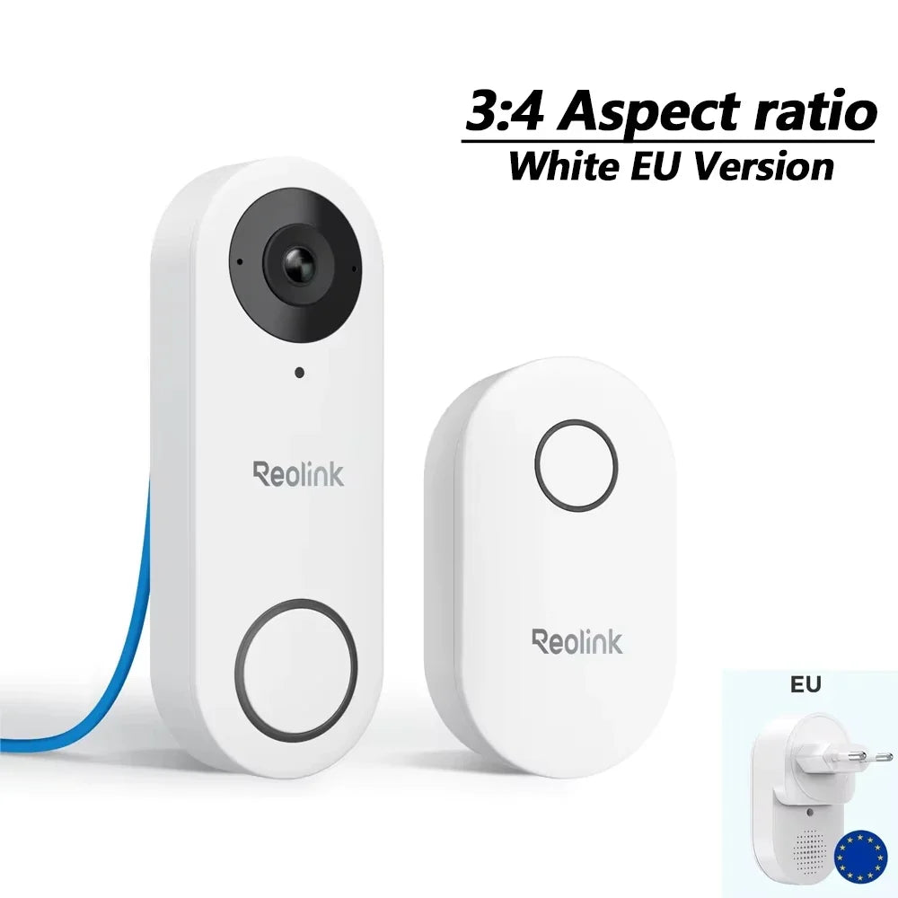 REOLINK Smart 5MP PoE Video Doorbell IP Security Camera Chime, Black 4:3 White 3:4 Aspect Ratio 2-Way Talk Secured Local Storage