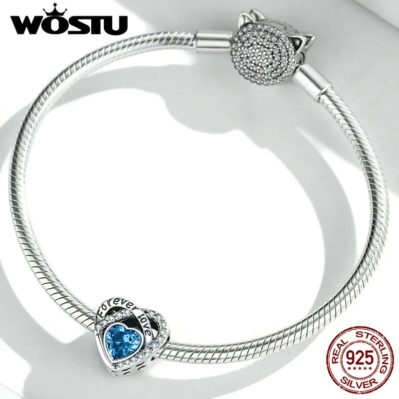 WOSTU 925 Sterling Silver Evil Eyes Charms Fatima Hand Hamsa Vintage Pendants For Women  Heart Beads Fit DIY Bracelets Necklaces