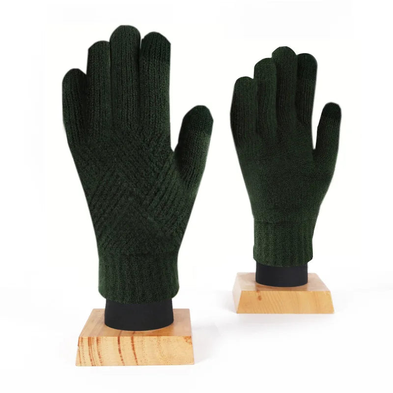 Fashion Cashmere Women Men Winter Cashmere Cold Protection Double-layer Thickening Warm Touch Screen Knitted Woolen Gloves