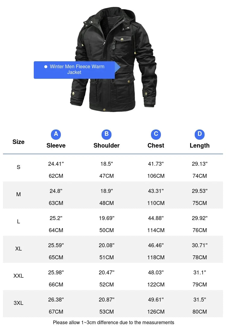 Men's Warm Padded Jackets Fashion  Fleece Lined  Hooded  Windbreaker