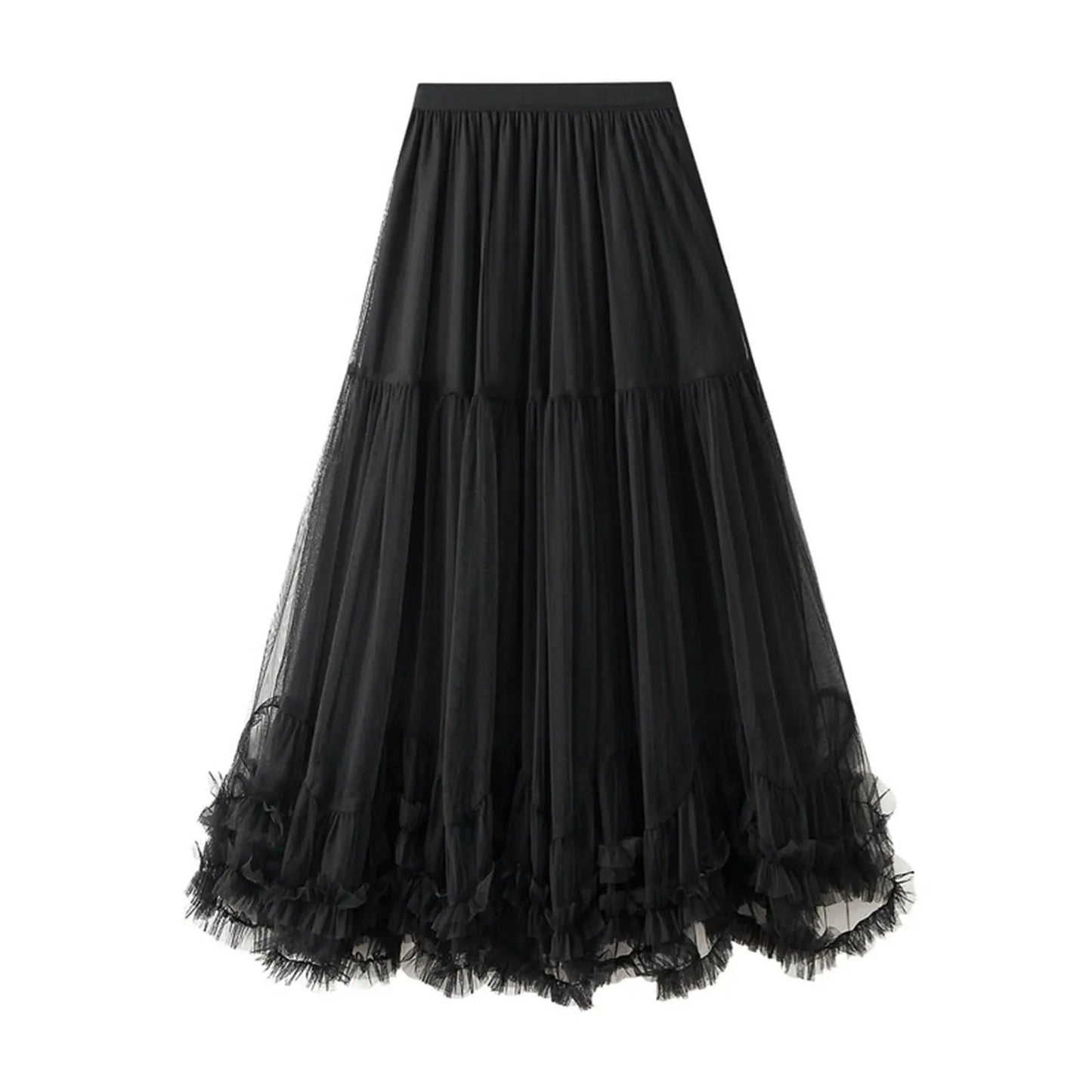 Women's Tutu Skirt Fairy Elastic Waist Large Swing Tulle Skirt Festival Mesh Ballet Dancing Clothes Ruffled Layer Long Skirt