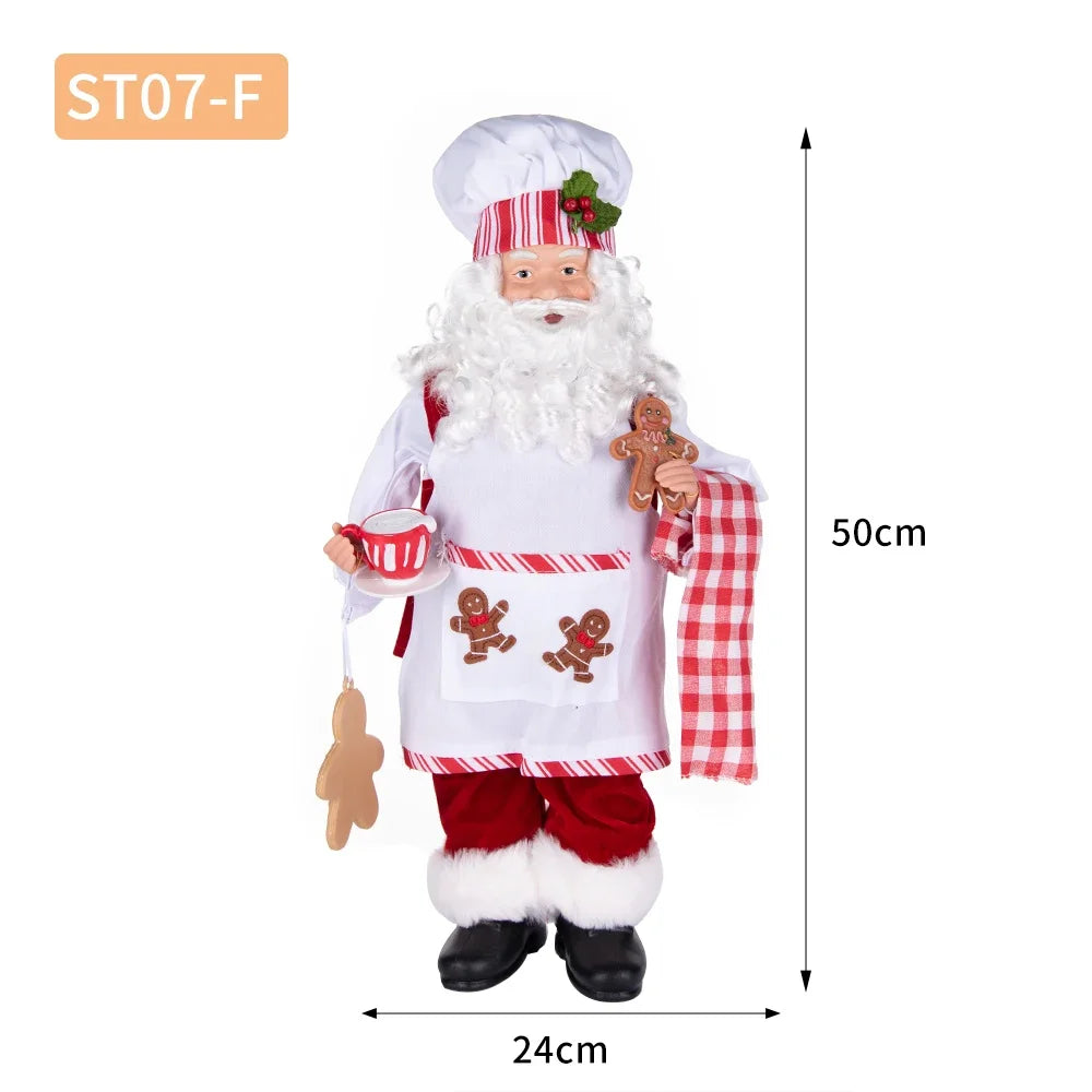 Christmas Holiday Party Supplies Santa Claus Cook 50CM Adorable Gingerbread House Chef Santa Claus Doll For Kitchen Decoration