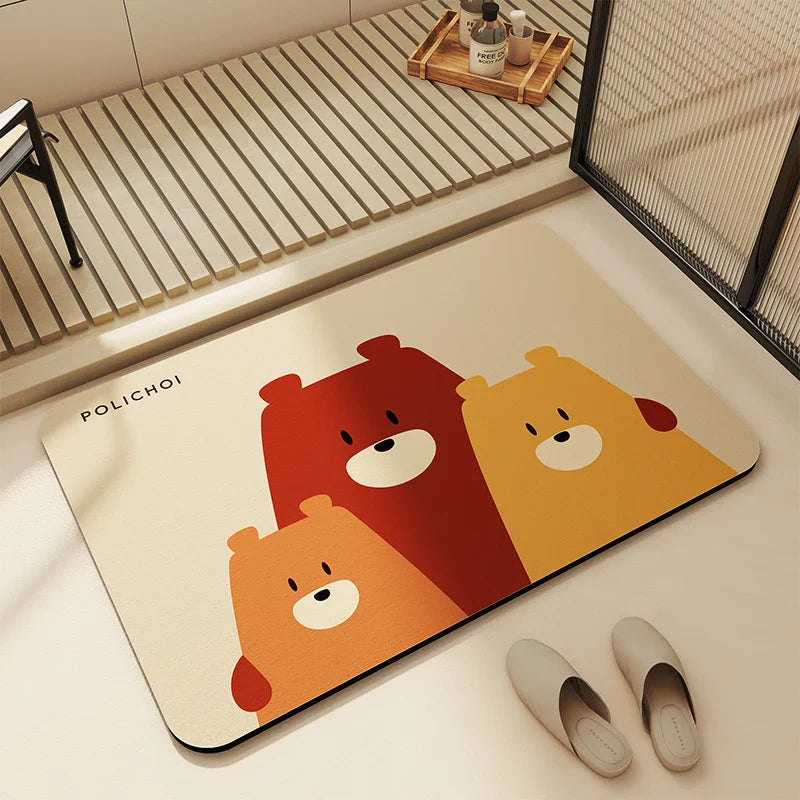 Bath Mats Bathroom  Anti Slip Floor Mat Quick Dry Shower Toilet Rug