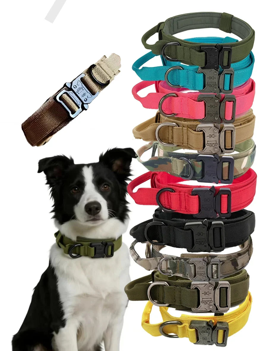 Tactical Dog Collar Adjustable Nylon Dog Supplies With Heavy Duty Metal Buckle Durable Training Collar For Medium And Large Dogs