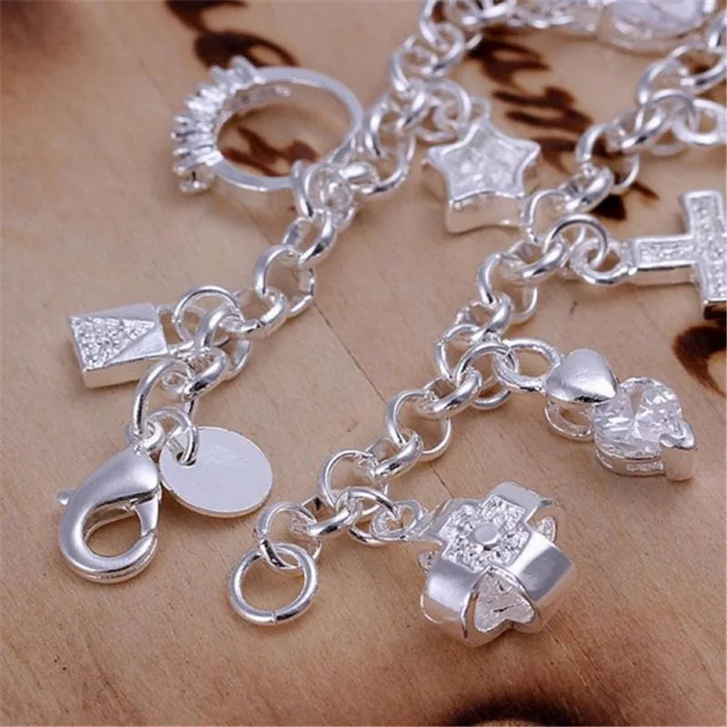 925 Sterling Silver Valentine Gift Charm Color Jewelry Fashion