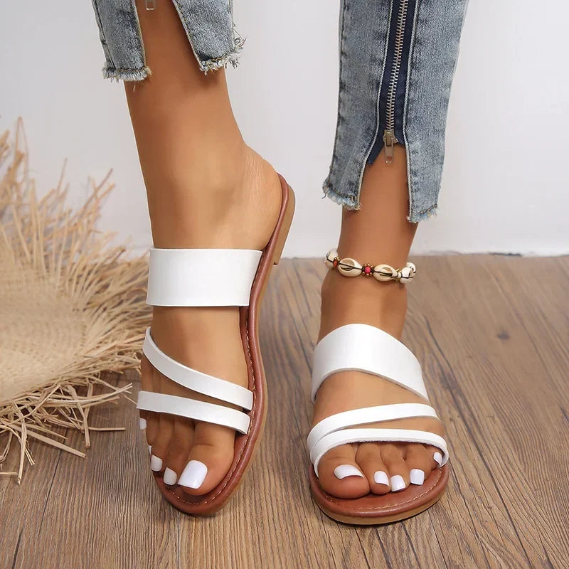 Summer Flat Heel Sandals for Women 2024 New Casual Beach Slippers Fashion Dress Flip Flops Woman Slip-On Gladiator Sandals 35-43