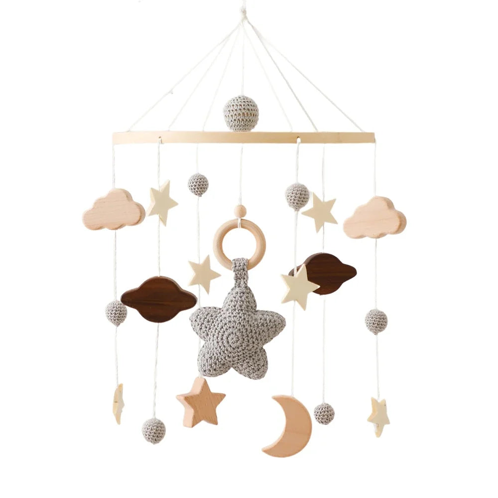 Revolving Music Box For Newborns Baby Crib Imitation Wood Color Hanging Rattle Baby Soothing Musical Toys 0-12 Months Baby Gift