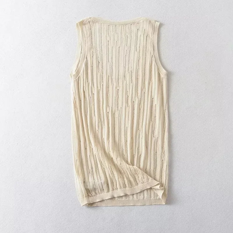 Sivatu Traf Tank Tops for Women Y2k Streetwear Fashion Sleeveless Hole Summer Tops Grunge Clothes Crochet Harajuku Women's Vest