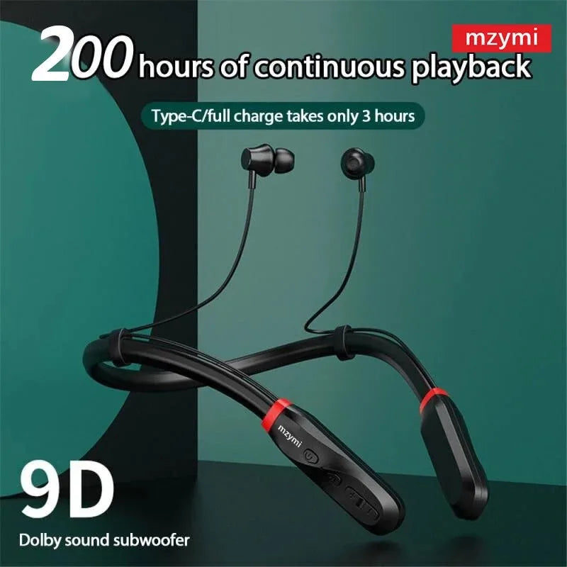MZYMI I35 Neckband Bluetooth Headphones 200 Hour Play Wireless Earphone 9D Sound Sport Headset Waterproof TWS Earbuds For XIAOMI