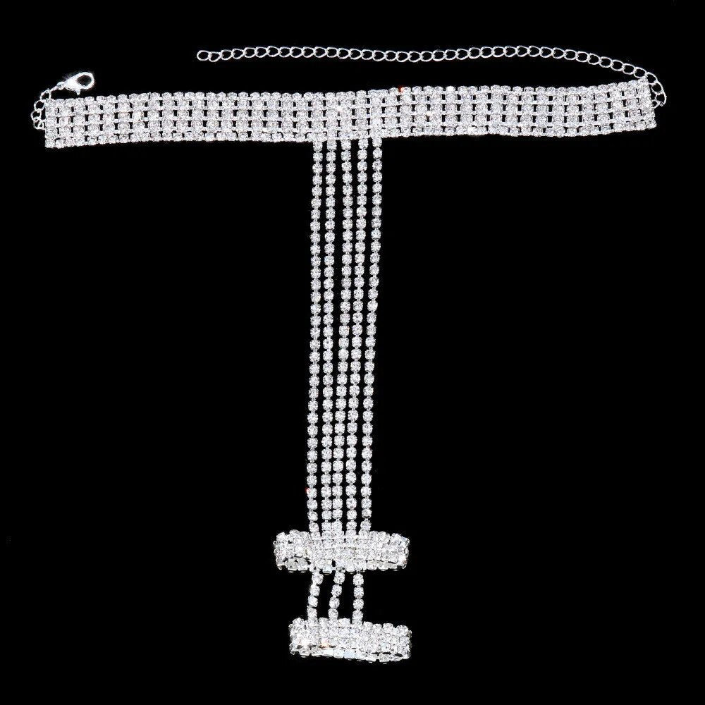 INS Shiny Crystal Multiple Rows Hand Finger Bracelets Jewelry for Women Rhinestone Charm Finger Rings Wrist Chain Bracelet Gift