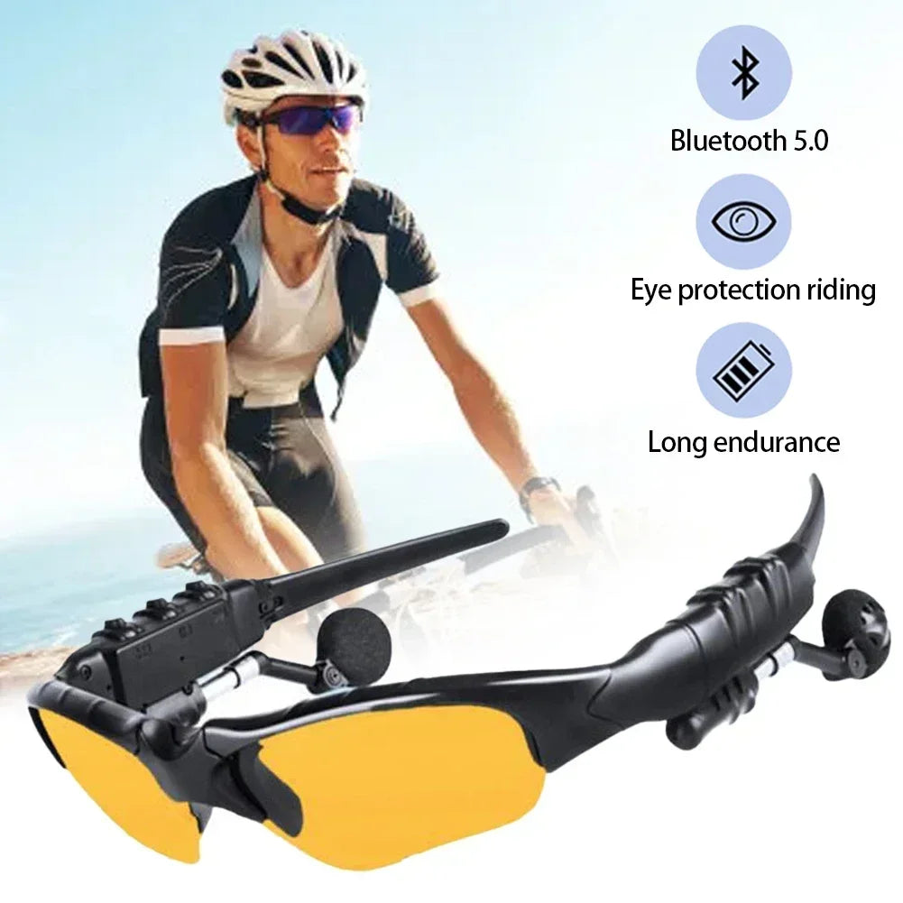 Stereo Wireless Bluetooth 5.0 Headset Glasses Outdoor Cycling 2 in 1 Glasses for Driving Cycling Sport Noise Reduction Headphone