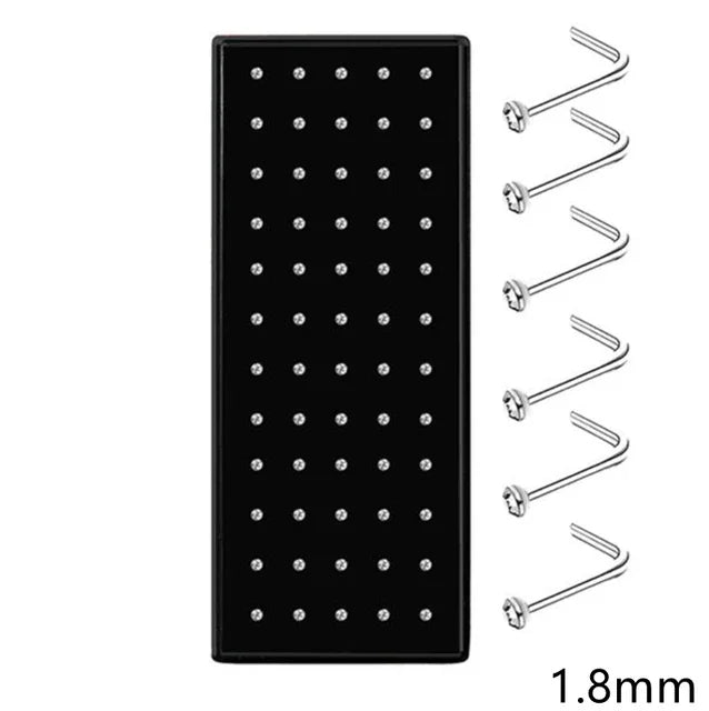 40/60pc Stainless Steel Straight L Nose Stud for Women Nose Ring Set