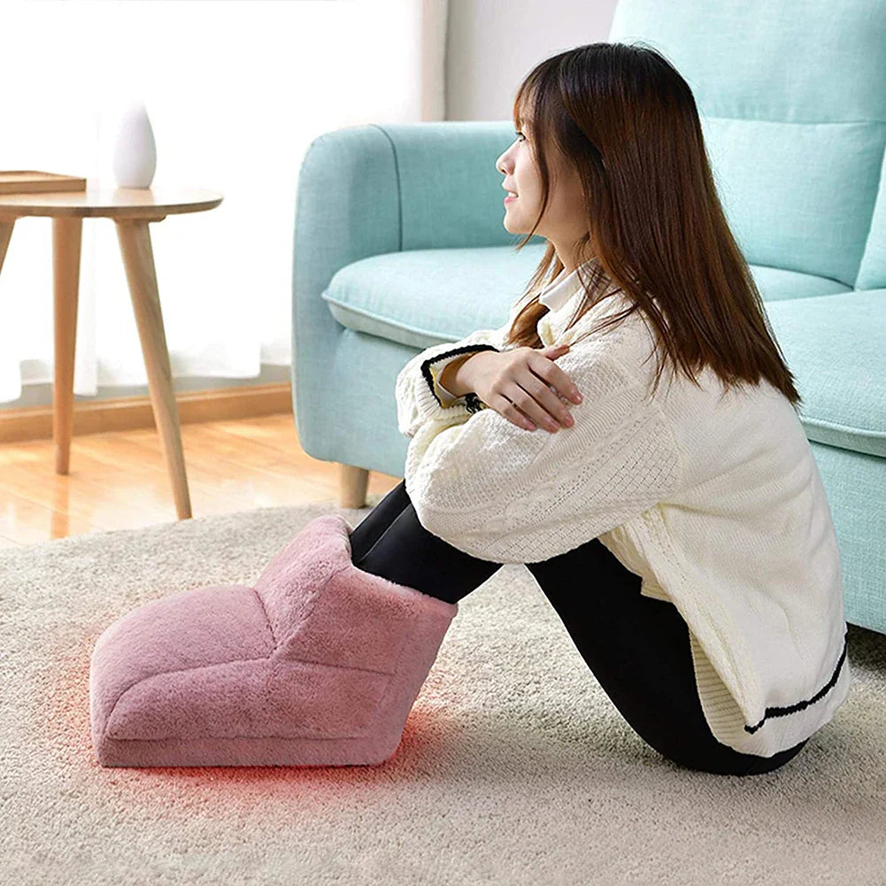 Electric Foot Heating Pad Winter Foot Warmer Soft Plush Heating Shoes Bedroom Slippers Household Foot Warming Mat Foot Heater