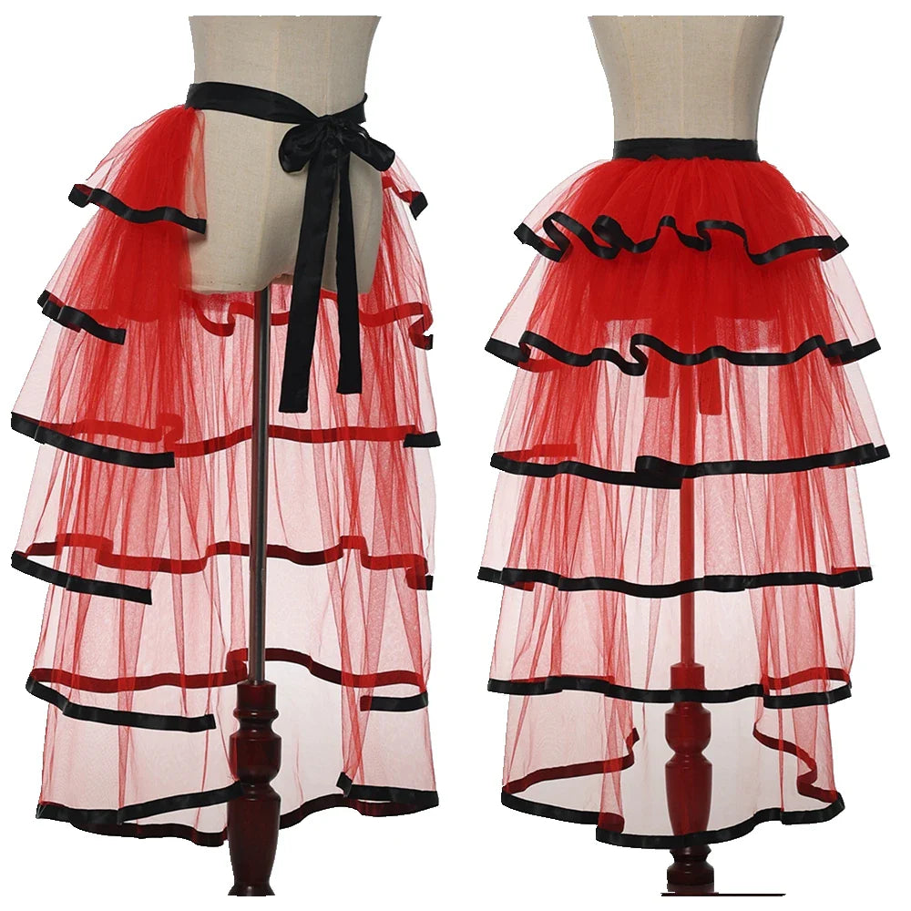 Steampunk Skirt Ruffles Tulle Overskirt Women Lady Gothic Punk Sexy Lolita Cocktail Party Puffy Mermaid Overskirts