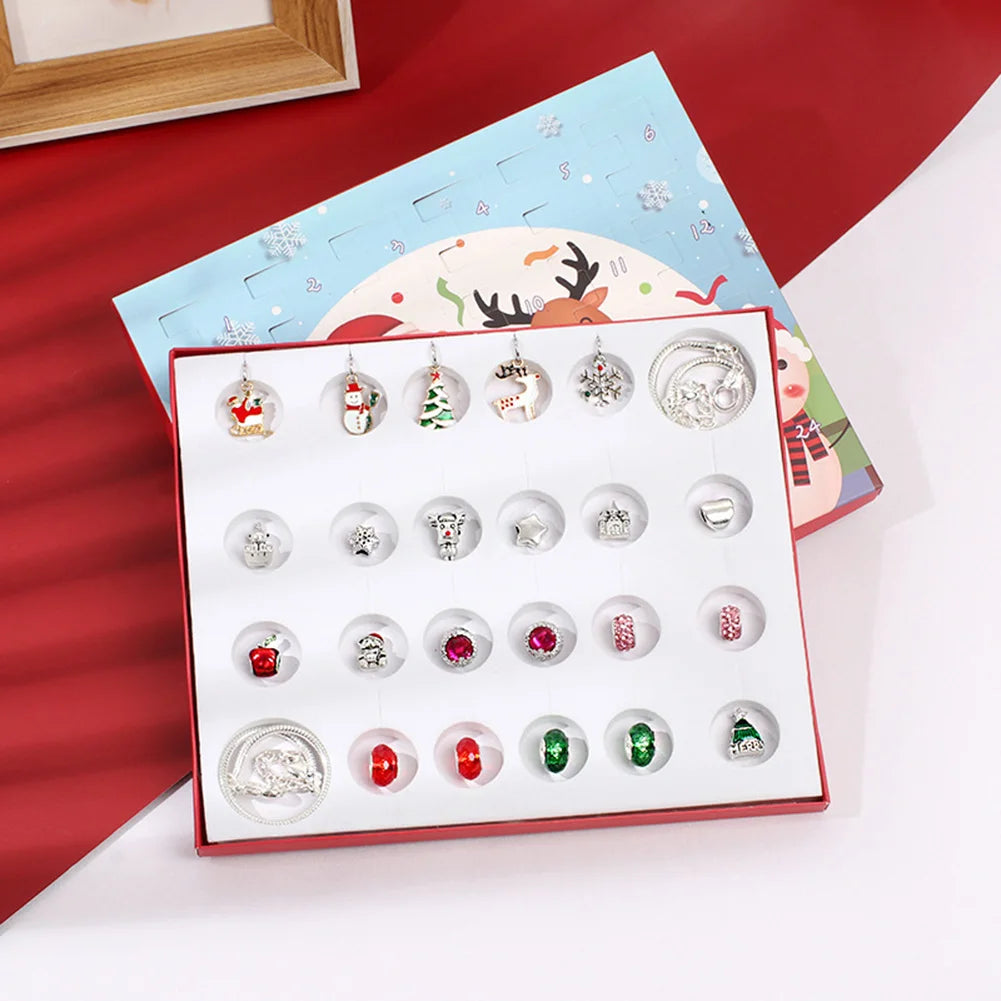 24-Grid Christmas Advents DIY Bracelet Gift Box Personalized Holiday Gift Box Toys For Kids Teens Boys Girls Beads Accesories