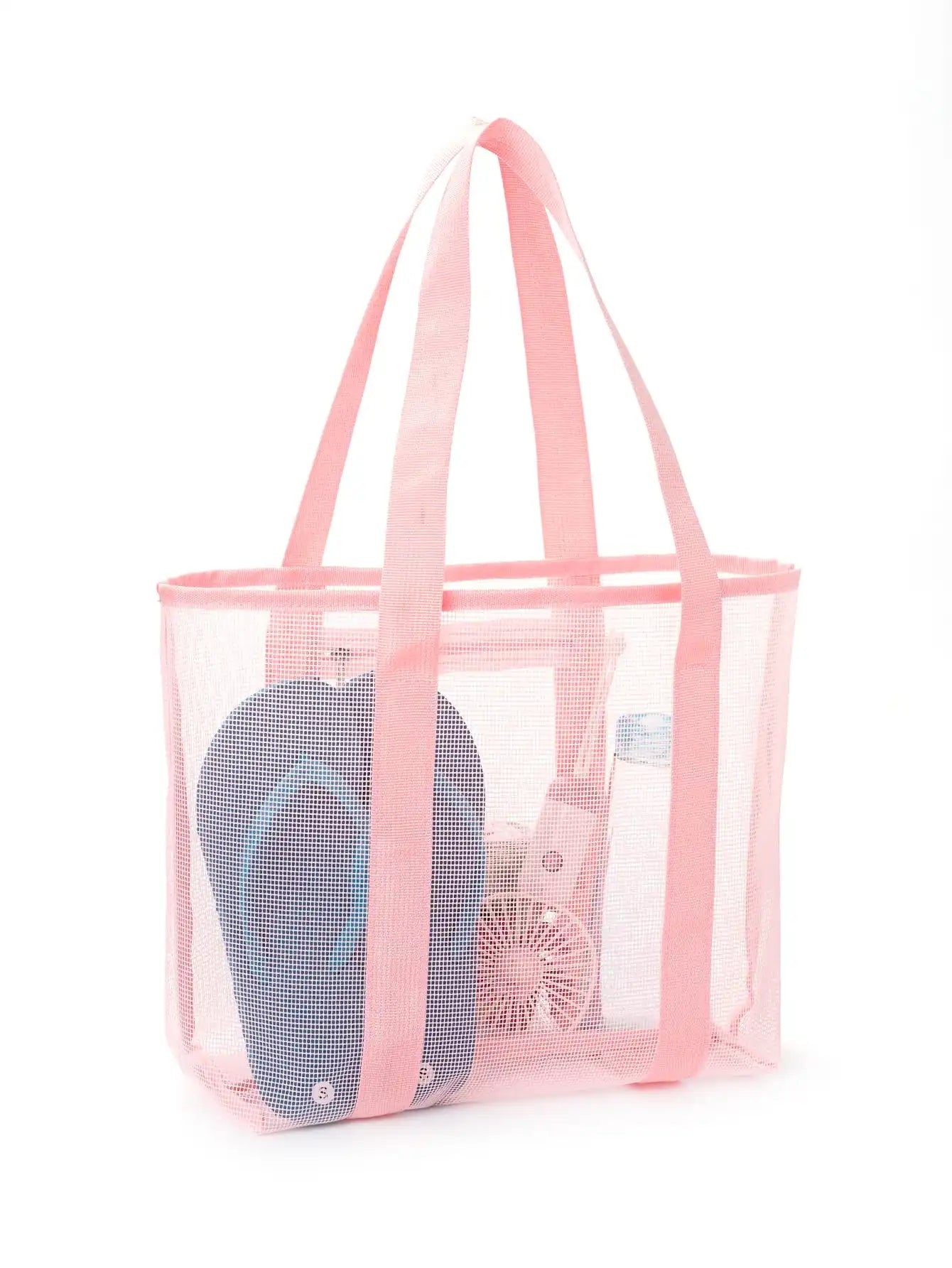 Pink Fashion Large Capacity Mesh Women'S Beach Bag Shoulder Bag  Handbag
